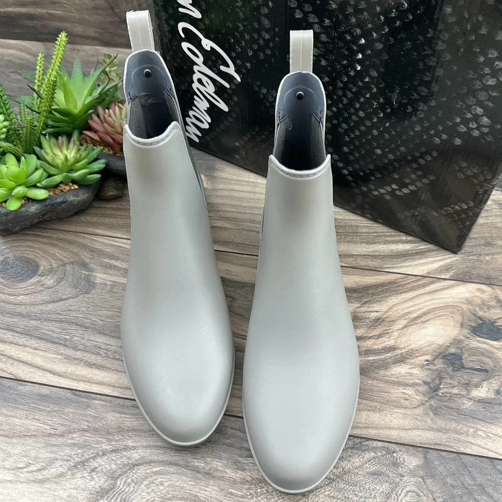 NIB Sam Edelman Tinsley Chelsea Rain Boots Bootie Grey Matte Rubber